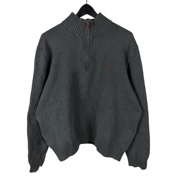 Vintage 2000s Polo Ralph Lauren 100% Cotton Quarter Zip Grey Sweater Size XL
